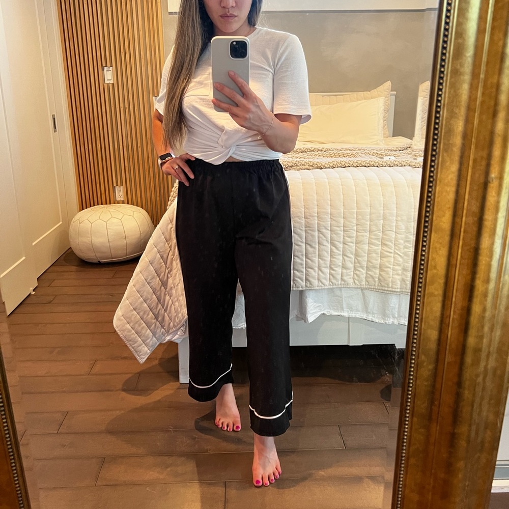 black with white strip pants